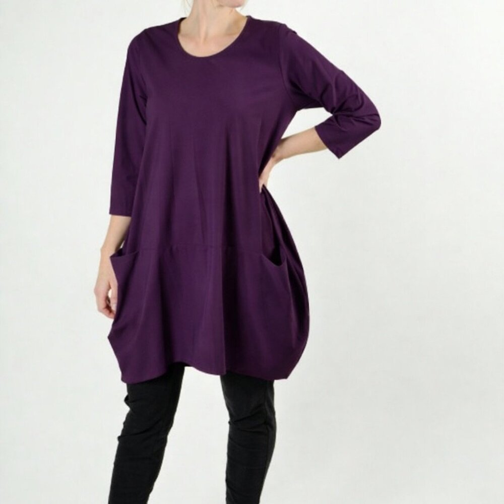 Jason Portofino Pocket Tunic Plum Purple Lantern Size S